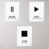 Black and White Music Player Pause Play Stop (正面)