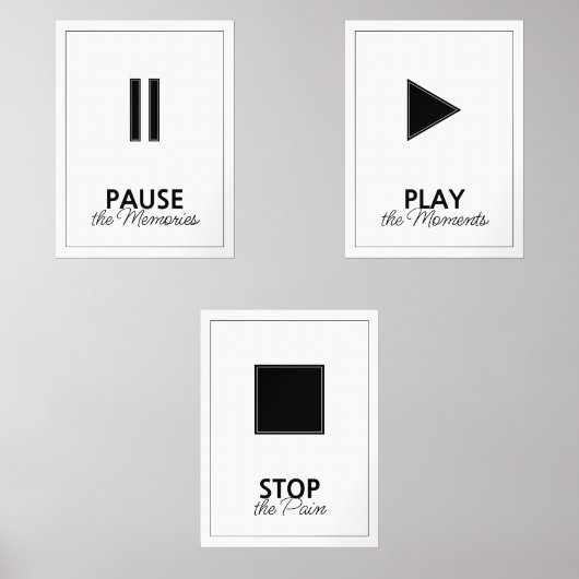 Black and White Music Player Pause Play Stop (正面)