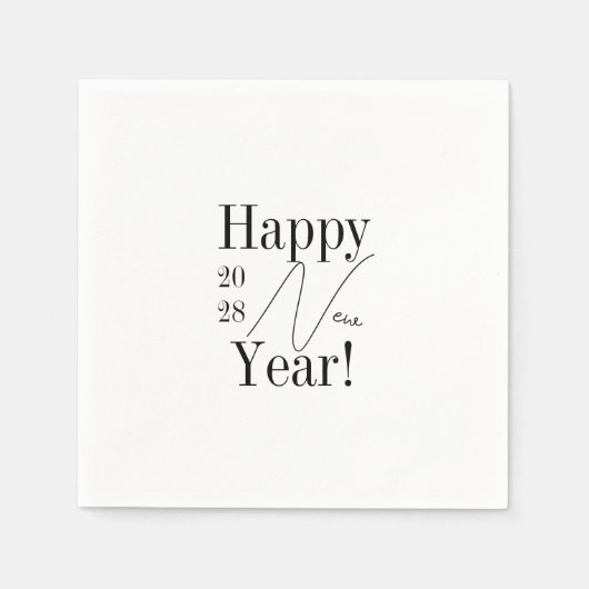 Black and White New Year's Eve Party スタンダードカクテルナプキン (正面)