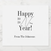 Black and White New Year's Eve Party スパークリングワインラベル (シングルラベル)