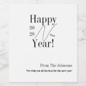 Black and White New Year's Eve Party ワインラベル (シングルラベル)