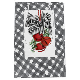 Black and White Noël Simple ミディアムペーパーバッグ