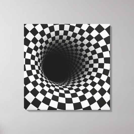 Black and White Optical Illusion Tunnel キャンバスプリント (正面)