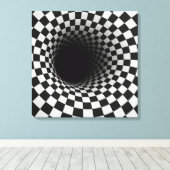 Black and White Optical Illusion Tunnel キャンバスプリント (インサイチュ (ウッドフロア))