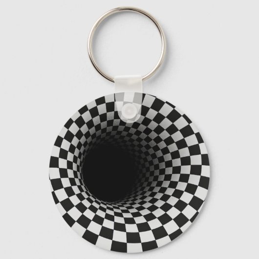 Black and White Optical Illusion Tunnel キーホルダー (正面)