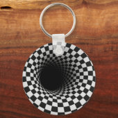 Black and White Optical Illusion Tunnel キーホルダー (裏面)