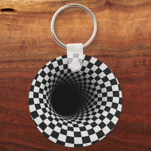 Black and White Optical Illusion Tunnel キーホルダー (裏面)