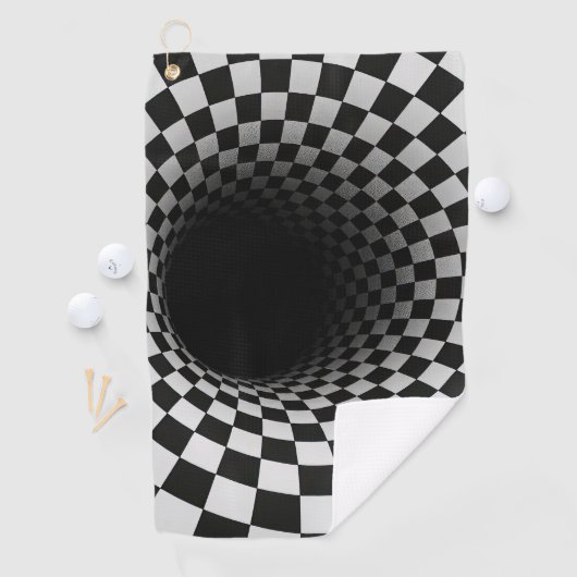 Black and White Optical Illusion Tunnel ゴルフタオル (インサイチュ)
