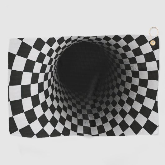 Black and White Optical Illusion Tunnel ゴルフタオル (横)