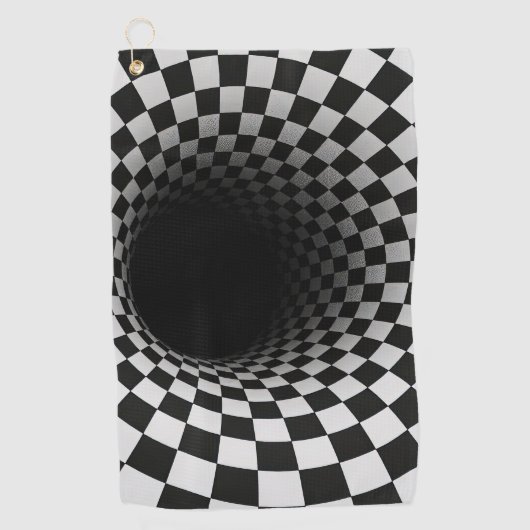 Black and White Optical Illusion Tunnel ゴルフタオル (正面)