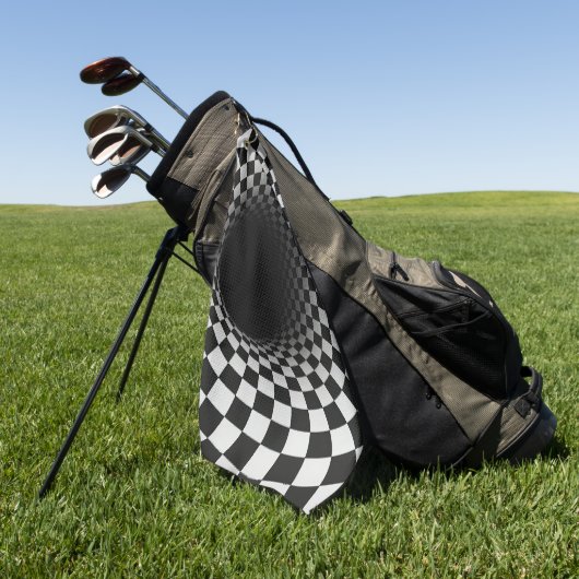 Black and White Optical Illusion Tunnel ゴルフタオル (グリーン)