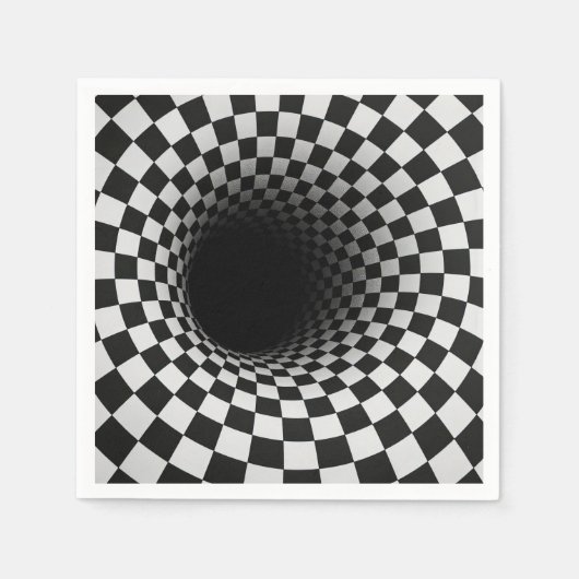 Black and White Optical Illusion Tunnel スタンダードカクテルナプキン (正面)