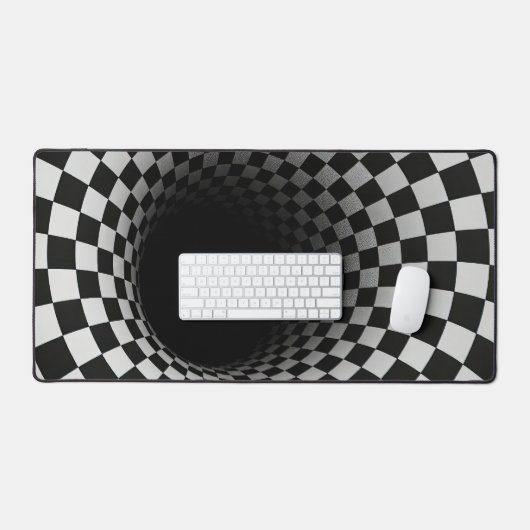 Black and White Optical Illusion Tunnel デスクマット (キーボード&マウス)