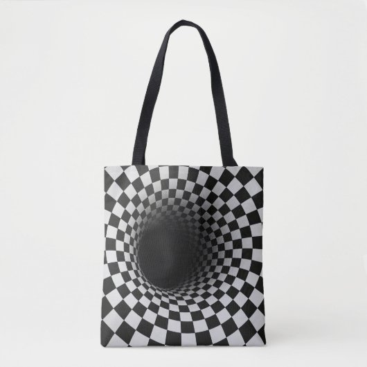 Black and White Optical Illusion Tunnel トートバッグ (正面)