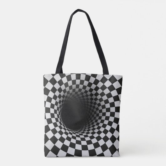 Black and White Optical Illusion Tunnel トートバッグ (裏面)
