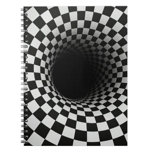 Black and White Optical Illusion Tunnel ノートブック (正面)
