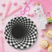 Black and White Optical Illusion Tunnel ペーパープレート (パーティー)