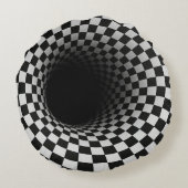 Black and White Optical Illusion Tunnel ラウンドクッション (裏面)