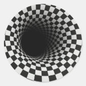 Black and White Optical Illusion Tunnel ラウンドシール (正面)