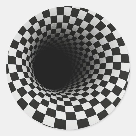 Black and White Optical Illusion Tunnel ラウンドシール (正面)
