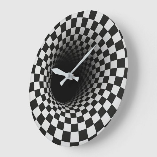 Black and White Optical Illusion Tunnel ラージ壁時計 (傾斜)