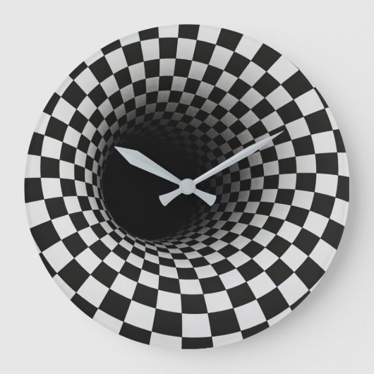 Black and White Optical Illusion Tunnel ラージ壁時計 (正面)