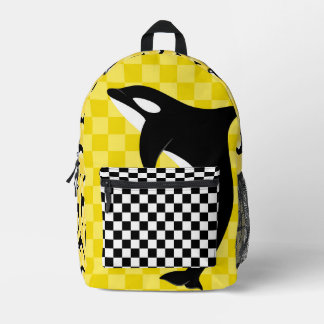 Black And White Orca Killer Whale Check  プリントバックパック
