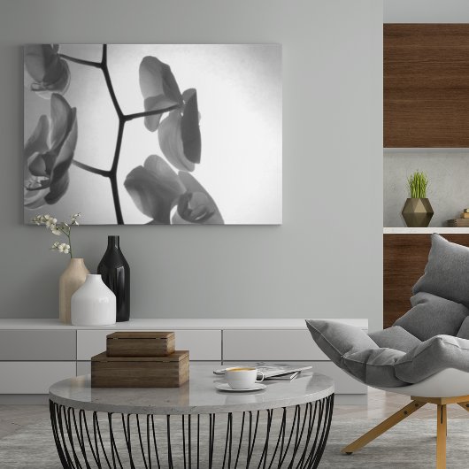 Black and White Orchid Flowers on the Stem ポスター