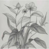 black and white outline art of endangered plant シール (正面)