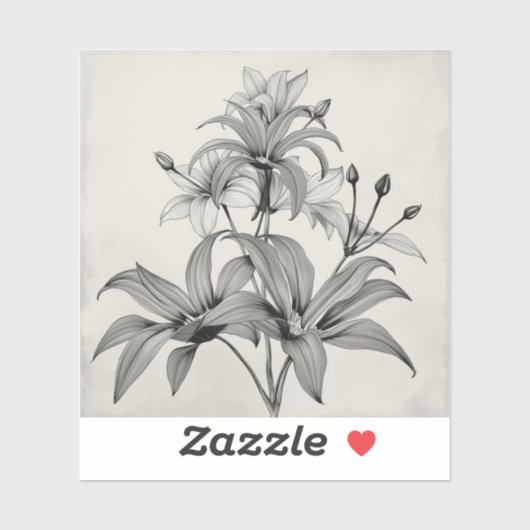 black and white outline art of endangered plant  シール (シート)