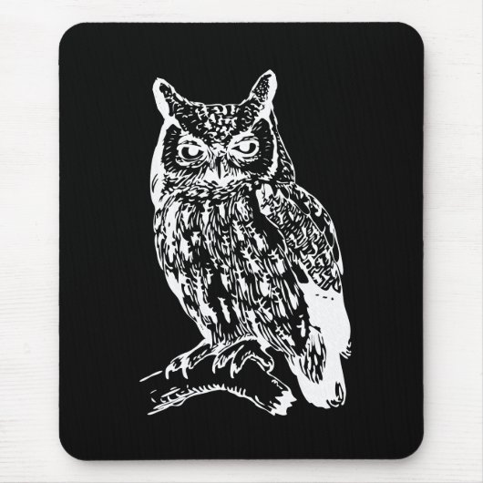 Black and White Owl Art マウスパッド (正面)
