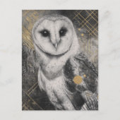 Black and White Owl Golden Details ポストカード (正面)