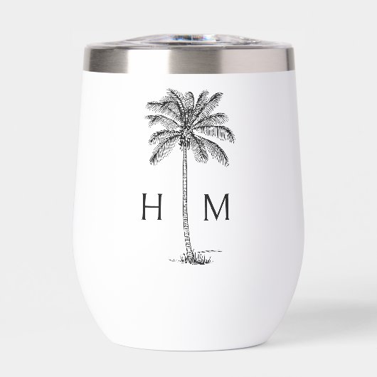 Black and White Palm Palmetto Tree Monogram (正面)