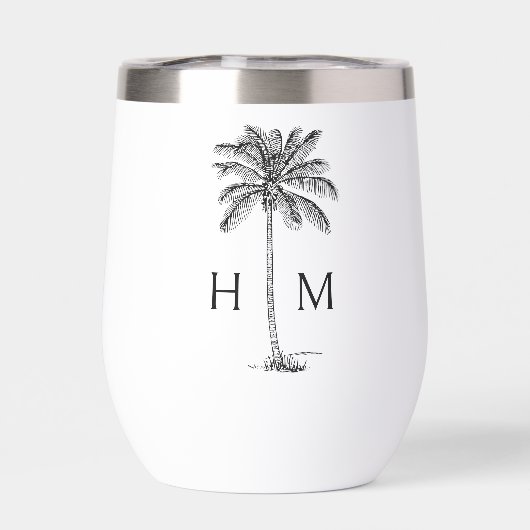 Black and White Palm Palmetto Tree Monogram (背面)