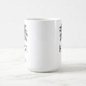 Black and White Palm Palmetto Tree Monogram コーヒーマグカップ (中央)