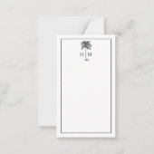 Black and White Palm Palmetto Tree Monogram ノートカード (正面)