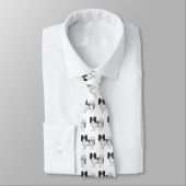 Black And White Papillon Cute Cartoon Dog Pattern ネクタイ (タイ)