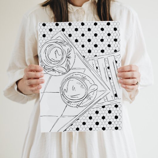 Black and White Paris Bistro Hallway Poster ポスター