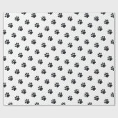 Black and White Paw Print Pattern ラッピングペーパー (フラット)