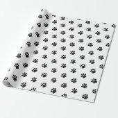 Black and White Paw Print Pattern ラッピングペーパー (アンロールド)