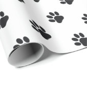 Black and White Paw Print Pattern ラッピングペーパー (ロールコーナー)
