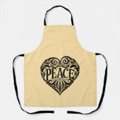 BLACK AND WHITE PEACE HEART エプロン (正面)