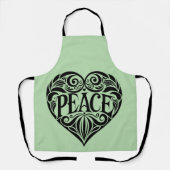 BLACK AND WHITE PEACE HEART エプロン (正面)