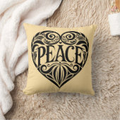 BLACK AND WHITE PEACE HEART クッション (ブランケット)