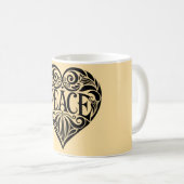 BLACK AND WHITE PEACE HEART コーヒーマグカップ (正面右)