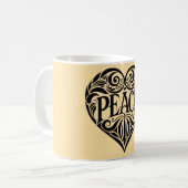 BLACK AND WHITE PEACE HEART コーヒーマグカップ (正面左)