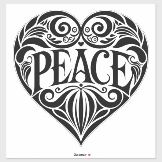 BLACK AND WHITE PEACE HEART シール (シート)