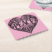 BLACK AND WHITE PEACE HEART ペーパーコースター (アングル)