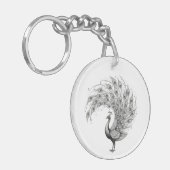 Black and White Peacock キーホルダー (正面左)