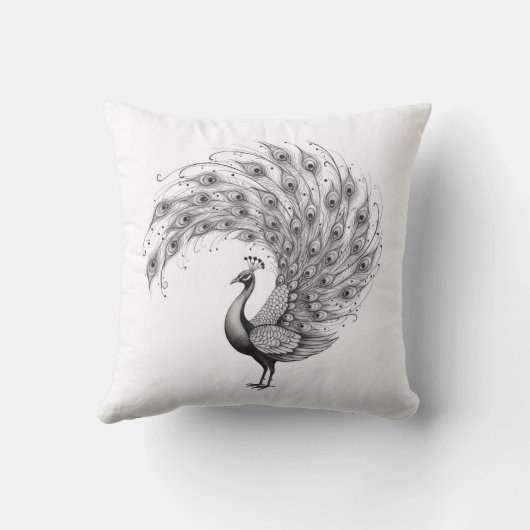 Black and White Peacock クッション (裏面)
